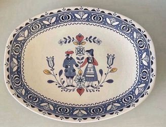 Vintage Johnson Brothers "Hearts & Flowers" oval serving platter.