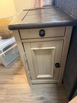 Rustic Wood Nightstand with Drawer and Cabinet