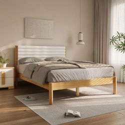 Brand New ！Beatrice boucle upholstered solid wood platform bed, queen ，IF2135