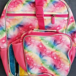NEW Girl’s Backpack Set -- Rainbow