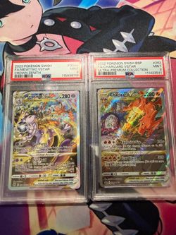PSA 9 Mewtwo VSTAR GG44 + Charizard VSTAR SWSH262 Lot Crown Zenith Pokemon Cards