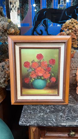 Vintage oil on canvas, beautiful roses, signed by the artist 15 by 13