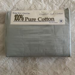 King Sheet Set light blue color 100% Cotton $20