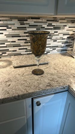 Large Glass Crackle Sparkle Huge Wine Or Candle 