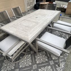 7 Piece Outdoor Costco Dinning Table With Chairs And Cushions 