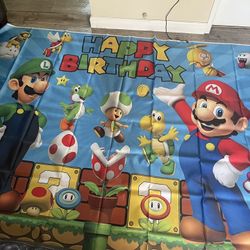 Super Mario Happy Birthday Backdrop 