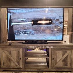 Gray Entertainment Center, TV Stand TV Console Display Cabinet