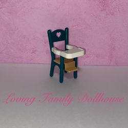 Vintage Fisher Price Loving Family Dream Dollhouse Furniture Green Baby Doll High Chair
