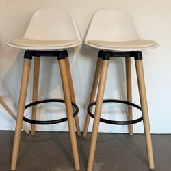 Counter Height Modern White Chairs (2)