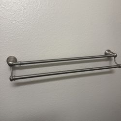 2 Towel Bars Brushed Nickel Bathroom