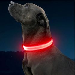 Red LARGE LED DOG COLLAR BATTERY OPERATED 