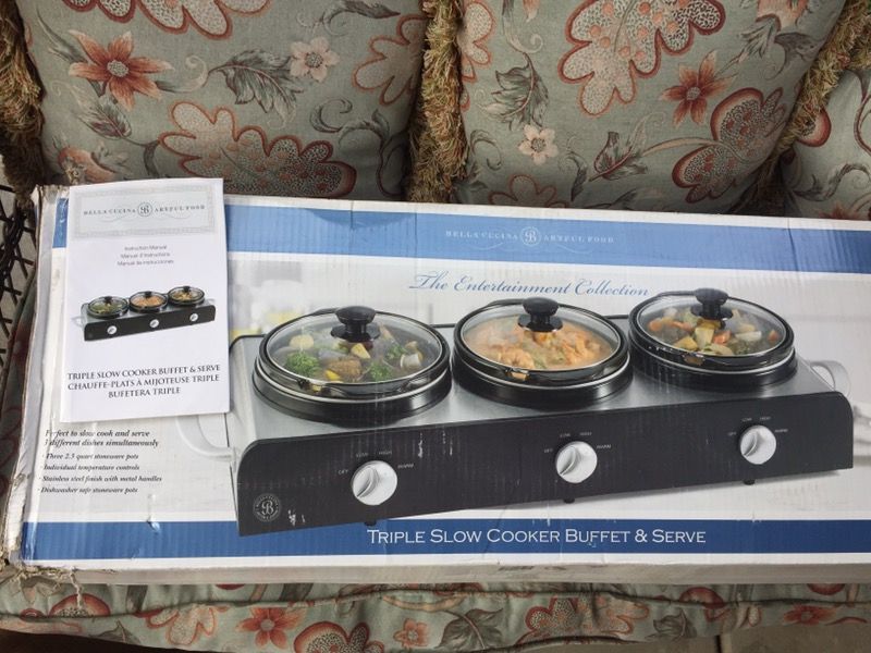 Sensio Bella Tripple 1.5 Qt Slow Cooker Buffet Server Catering New -  appliances - by owner - sale - craigslist