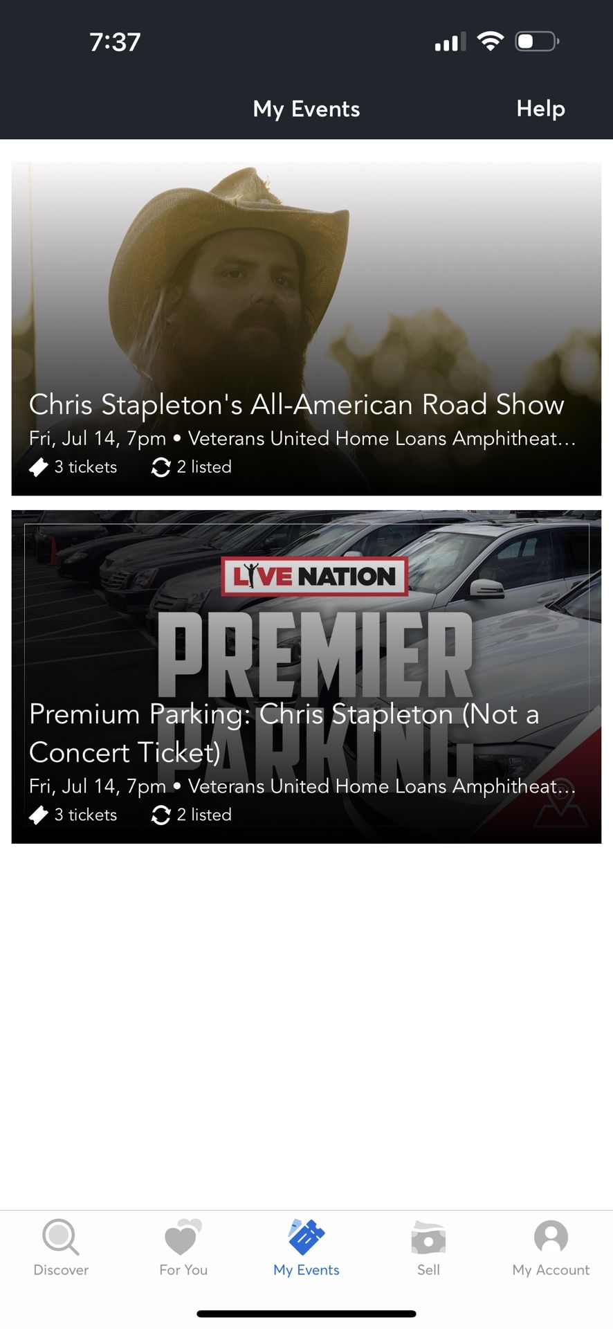 Chris Stapleton Tickets With VIP Parking Pass