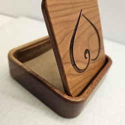 Handmade Wood Flip Top Heart Photo Keepsake Box – Rustic Handmade Wooden Jewelry / Memory Box Gift