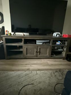 Rustic Wood TV Stand with Cabinet