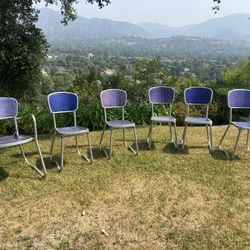 6 Rare Gaston Viort Mid Century Aluminum Chairs  France 
