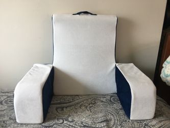 Like New Blue and White Reading Pillow with Armrests - Used Once  - 16.5” x 10.25” x 19”