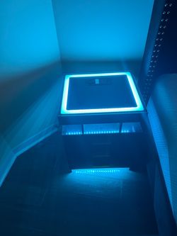 Modern LED Nightstand with Wireless Charging – Black