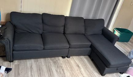 Dark Gray Sectional Sofa with Chaise