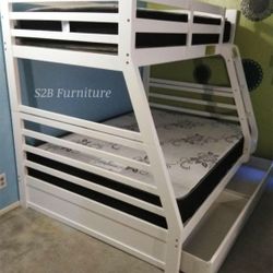 Twin Full White Bunkbeds With Ortho Matres
