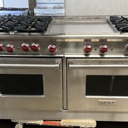 Wolf 60”Wide All Gas Range Stove In Stainless Steel With 24”Griddle 