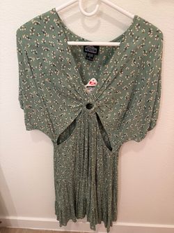 Angie Green Floral Cutout Mini Dress
