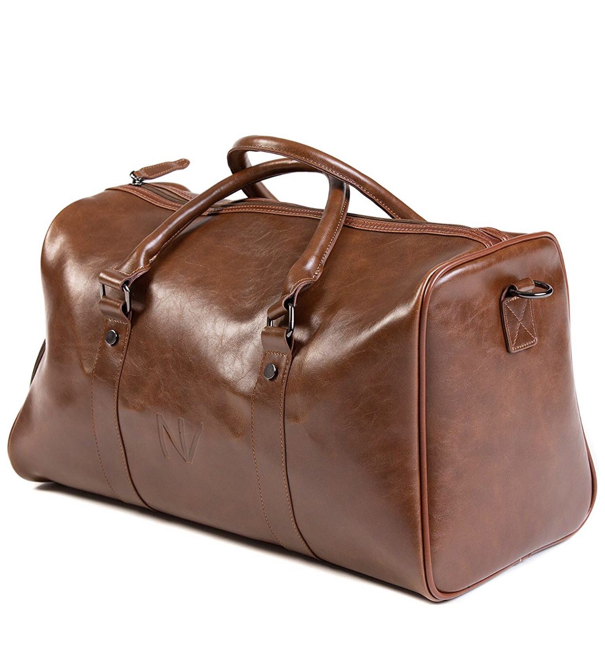 Duffle Gym Travel Duffel Leather Sports Overnight Weekender Brown Bag (Brown)