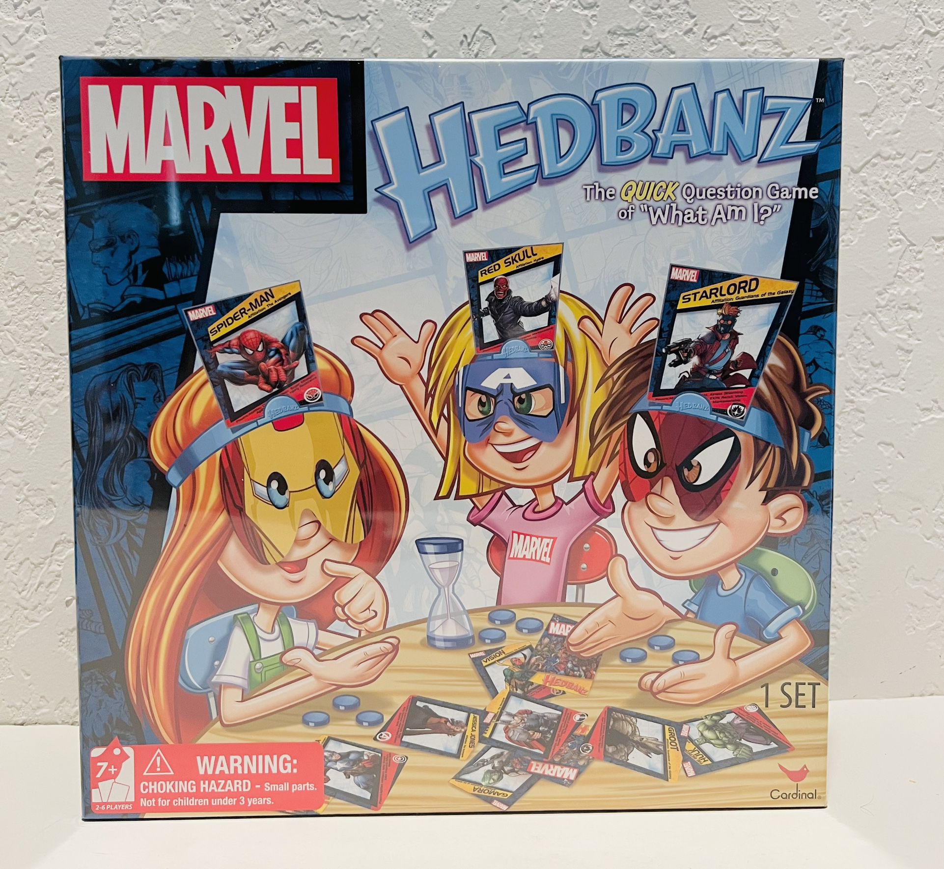 Marvel Hedbanz Game Complete Hulk Spiderman Ironman Captain America Collect NIB