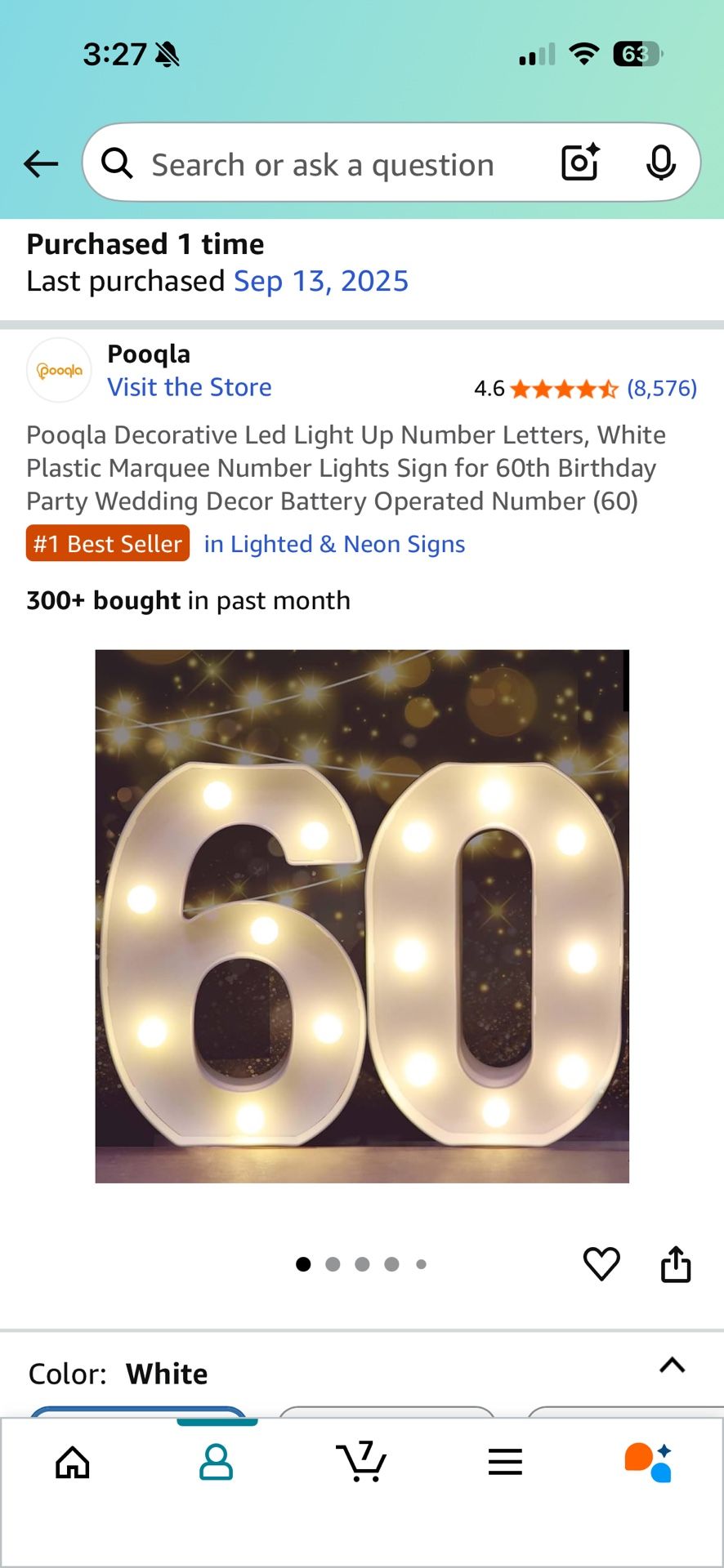Light Up Numbers 6 & 0 And 60th Birthday Banner
