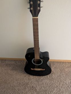 Black Acoustic-Electric Cutaway Guitar