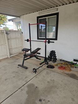 Workout Bench Pullup Bar And Dumbells