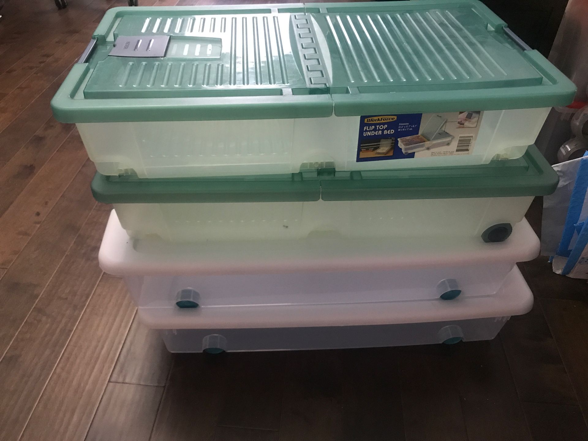 Under bed storage plastic bins - 3 bins