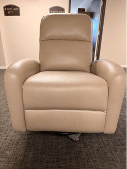 Beige Leather Recliner Chair Sofa