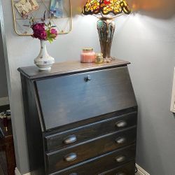 Vintage Secretary Desk w/ Vintage Style Pulls Hand Stained 