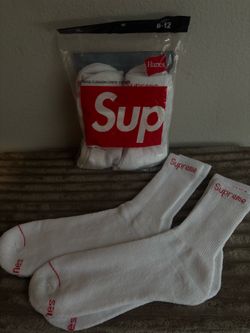 White Supreme socks