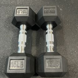 15lb Rubber Hex Dumbbells