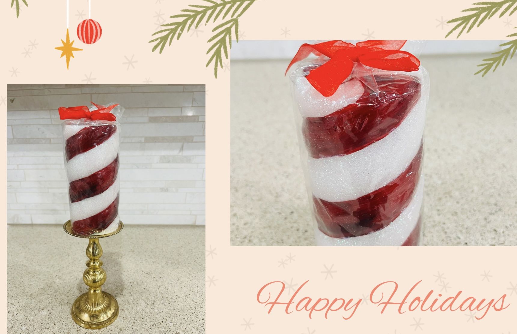 Holiday Xmas Decor Platters Candles Vase
