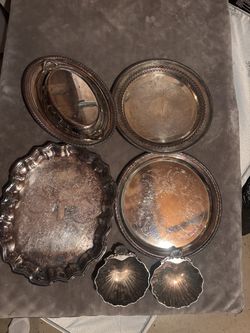 Antique vintage sterling silver platters dishes All for one price