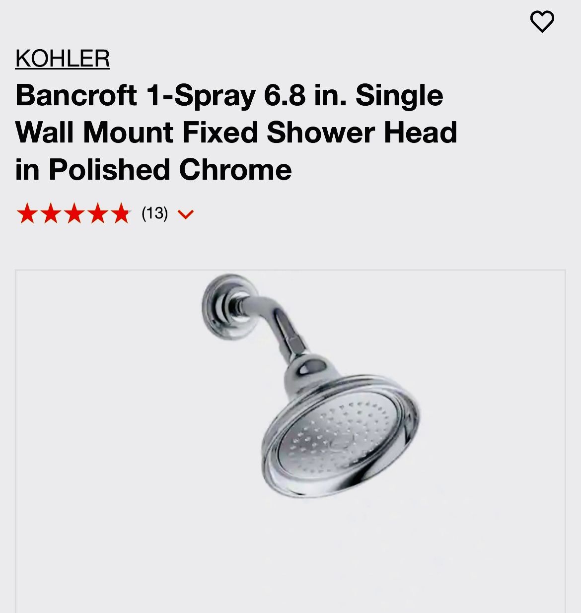 Bancroft 1-Spray 6.8 in. Single Wall Mount Fixed Shower Head in Polished Chrome Bancroft 1-Spray 6.8 in. Single Wall Mount Fixed Shower Head in Polished Chrome