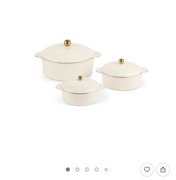 Thyme & Table 3-Piece Ceramic Casserole Set, Cream