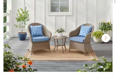 Mayberry 3-Piece Metal Outdoor Bistro Set with Lake Cushions