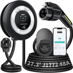 New And Well Packaged Level 2 EV Charger, 11.5KW / 50A Home Electric Vehicle Charging Station, 27.3ft Charging Cable with Smart App, 240V Wall EV Char