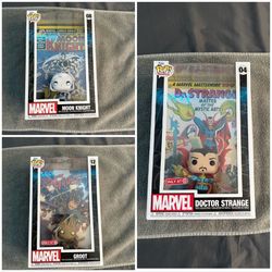 Marvel Funko Pop Comic Covers Lot – Moon Knight, Groot & Doctor Strange (Target Exclusives)