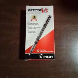 Pilot Brand New Precise V5 PREMIUM ROLLING BALL PENS BLACK INK 12 Pk Boxed