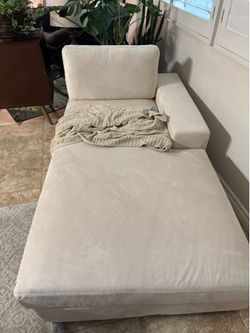 Clearance - Modern Cream Chaise Lounge Sofa with left armrest