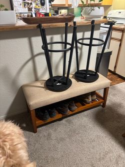 Cushioned Bench with Shoe Storage