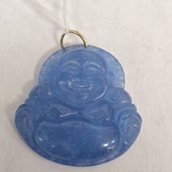 14kt Gold Blue Stone Carved Buddha Charm