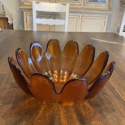 Vintage Amber And Brown Pedal Bowl 