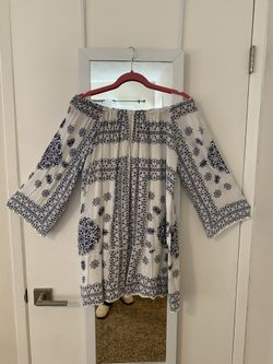Beachy White And Blue Dress Or Coverup