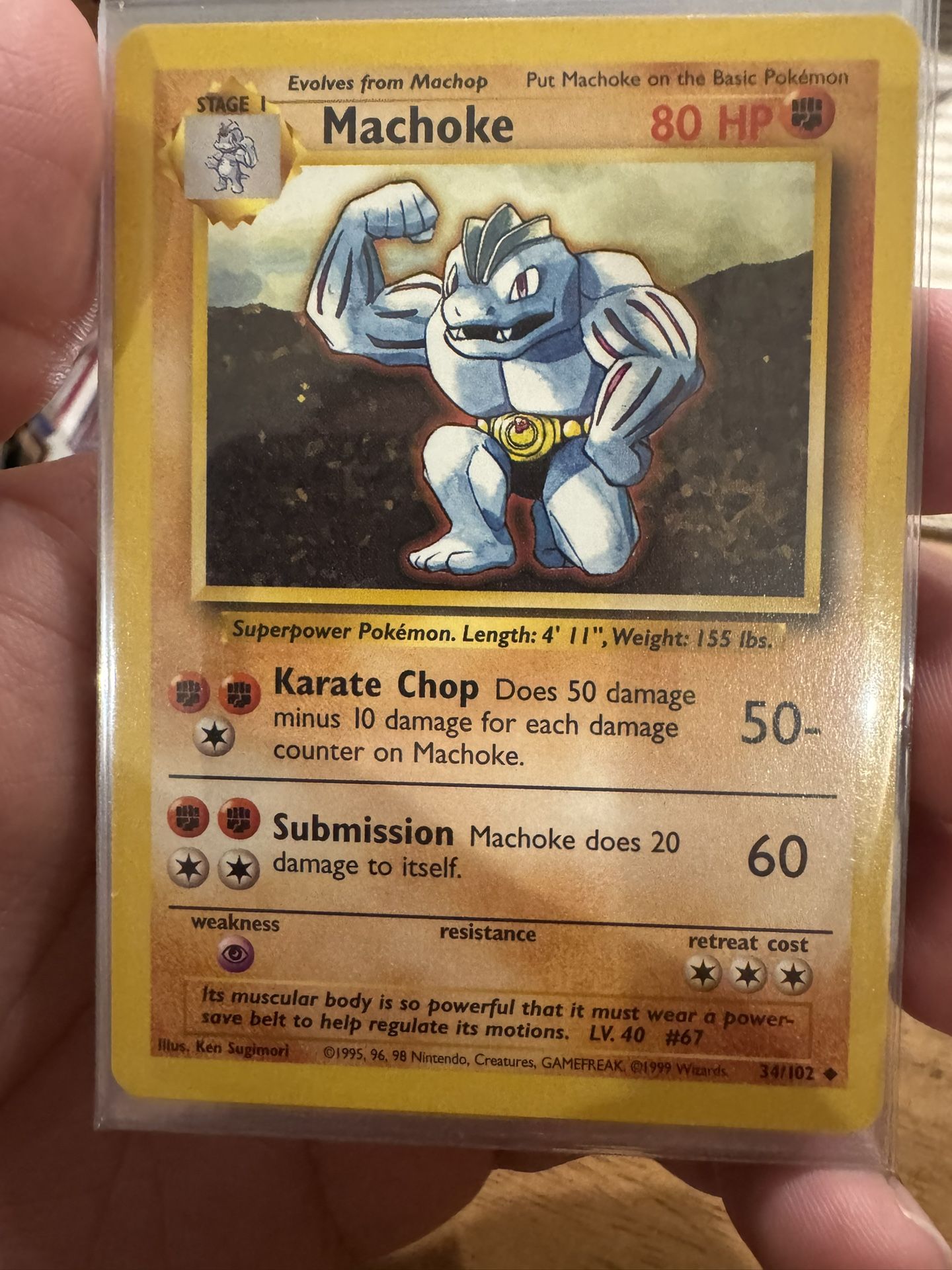Machoke 1st Edition Shadowless Pokémon TCG Base Set 34/102 Uncommon